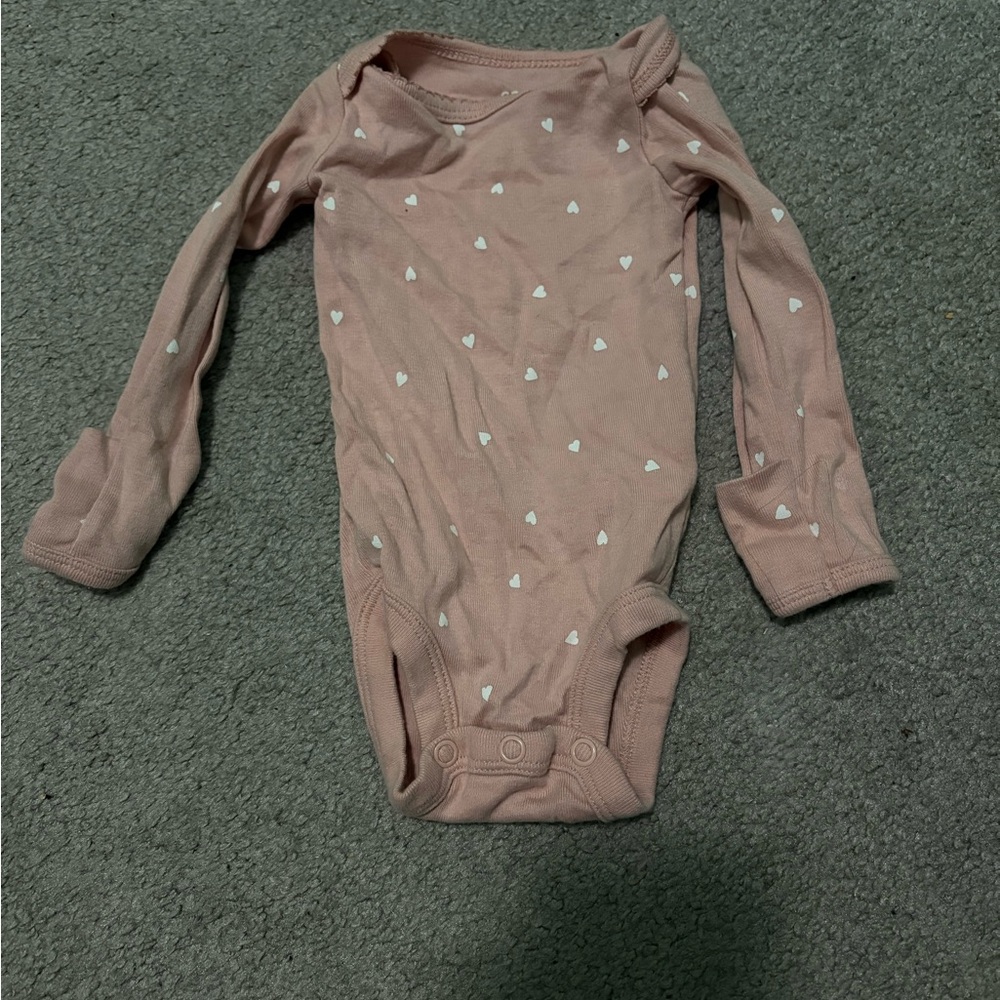 Pink Heart Patterned Kids One Piece